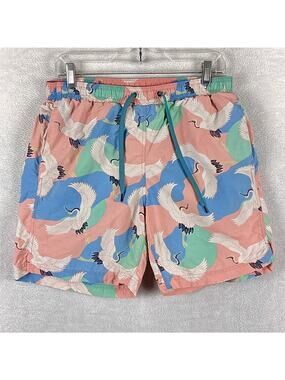 Saxx Shorts Mens M Multicolor Cannonball 2N1 Pastel Cranes AOP Preppy Workout